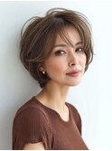 白髪ぼかし脱白髪染め似合わせショートボブ40代50代60代