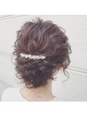 ふんわりシニヨンスタイル☆お団子／結婚式／二次会