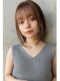 大人かわいい前髪セシルカットココアブラウンフリンジウェーブ