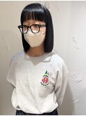 "久保田"切りっぱなし結べるボブブルーブラックブリーチなし