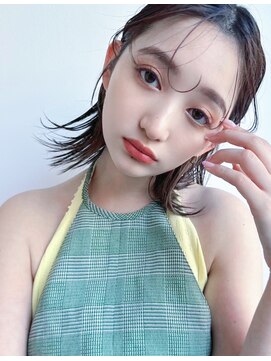 フィーリーカラー 大阪梅田店(feery color) オリーブベージュショートミニボブグレージュブリーチレイヤー