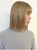 【モリオ松戸　石山】ハイトーンボブ切りっぱなしボブ前髪あり