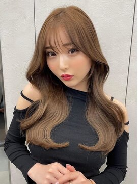 ロール 博多(Role) ブリーチなしチェリーブラウン髪質改善イルミナカラー前髪/博多