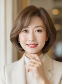 30代40代夏◎ひし形小顔ショートボブ×透明感アッシュ