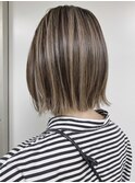 【morio原宿】切りっぱなしボブ　ハイライトカラー