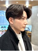 毛流れセンターパートニュアンスパーマ