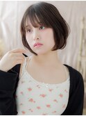斜めバング暗髪ひし形丸みショートボブb戸田公園20代30代40代