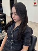 ダークグレージュ/ブリーチなし/エクステロング/顔周りカット
