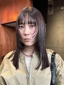 ナループロアポンテ(Nalu pu loa PONTE) ミディアムレイヤー顔まわりカット透明感ベージュブラウン