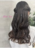 人気のハーフツイン　パールをちらして上品な華やかヘアセット