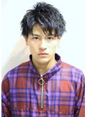 刈り上げセンターパートフェザーパーマサーフカール