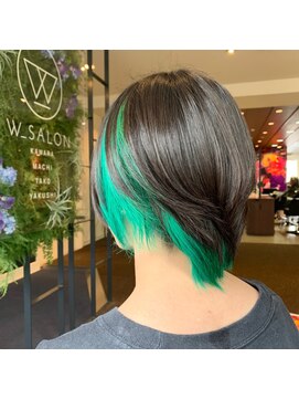 ダブル アンダーバー サロン(W_SALON) 【W_SALON 河原町】エメラルドグリーン/インナーカラー