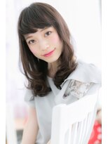 ミック ヘアアンドメイク アップ 駒込店(miq Hair&Make up)&nbsp;オン眉ｘくせ毛風黒髪ナチュラルカラー♪フェアリーセミディ