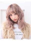 BERRY＿フリンジウェーブ＿ミディ＿ピンクアッシュ＿前髪