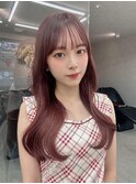 ダブルカラーピンクベージュベージュカラーケアブリーチレイヤー
