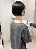 "久保田"インナーカラーブルーブラックミニボブ艶髪暗髪