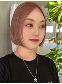 大人可愛い丸みボブピンクラベンダーベージュベビーピンク