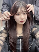 ジエクトカナウ 大阪梅田店(The Ect canow) レイヤーカット／前髪／ワインレッド／顔周りカット／髪質改善