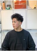 べリーショートダークアッシュニュアンスパーマ韓国マッシュ