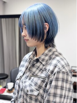 ジェムヘアスタジオ 平塚西口店(Gem Hair Studio) Gem Hair Studio 姉崎　アンブレラカラー×ブルー×ウルフ