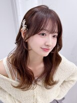 アルバム 渋谷パルコ(ALBUM)&nbsp;ロング暗めカラー韓国ヘア顔周りレイヤー_F51123