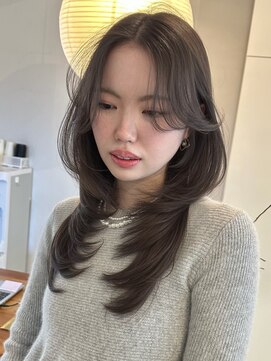 ライン(LINE) 韓国風/レイヤー/前髪カット/オリーブ/透明感/ハッシュカット