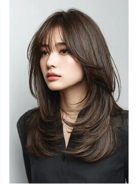 ダル 渋谷/表参道(DAL.) 顔周りカットハッシュカットダークブラウンワンホンレイヤー韓国