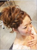 前髪編みこみアップスタイル