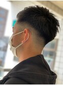 アップバングショートツーブロックバーバーフェード