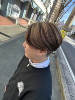 ディープ(Deep)&nbsp;メンズカット バレイヤージュカラー ブリーチ センターパート