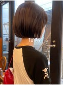 【若松 詩季】切りっぱなしボブ/ブリーチなしカラー