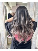 美容学生ロングプルエク相談サロン見学okバレイヤージュシルバー