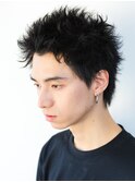 短髪アップバング黒髪スパイキーショート
