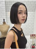 シンプル美しいタッセルボブ/切りっぱなし/ストレートパーマ