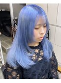 ブルーカラーのシャギーレイヤースタイル【池袋東口/岸雄一】