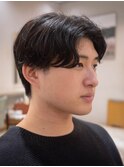 メンズセンターパートメンズパーマビジネススタイル