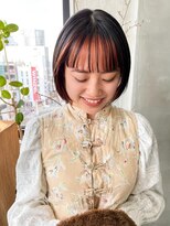 テトヘアー(teto hair) フェイスフレーミングカラーコーラルオレンジボブデザインカラー