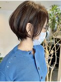 森ガール大人の上質ショート地毛風カラーワンレンボブ