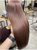 20代30代/大人可愛い/ツヤ感モカベージュ/大人上品ストレート