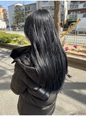 韓国風暗髪ブルーブラック外ハネ