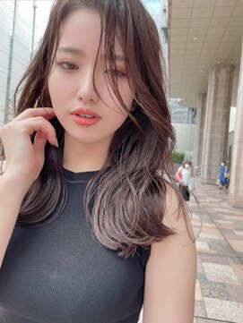 フラッグヘア 新宮店(Flag HAIR) 韓国くびれヘアくびれミディアム前髪グレージュイルミナカラー