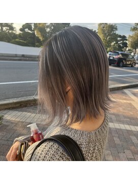 ボアップ 新居浜店(boappu) #バレイヤージュ #グレー #ケアブリーチ