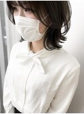 くびれヘア　レイヤーボブ　アッシュ　縮毛矯正
