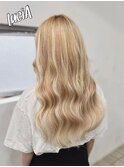 【レミー100%/54cm】シールエクステ×ブリーチ×ブロンドカラー