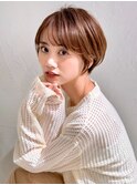 前髪あり耳掛け丸みくびれショートボブ20代30代40代50代(蘭)