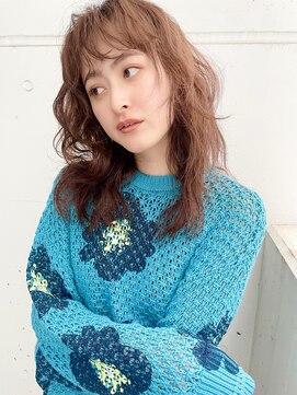 シュリット(schritt) ミディアムロングウェーブウルフ◎ニュアンスベージュカラー渋谷