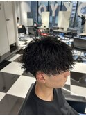メンズパーマツイスパ波巻きスパイラルマッシュセンターパート
