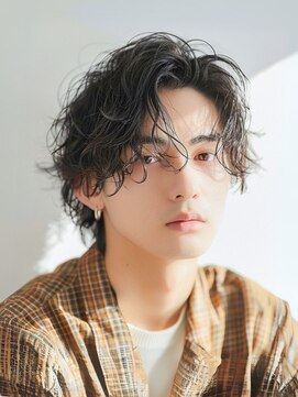 オグジュアリー 表参道(aux.) 毛流れハンサムシャドウパーマメンズ黒髪爽やか