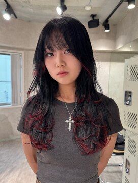 ハイプ(HYPE) ブリーチ&ダブルカラー/ワインレッド/裾カラー/レイヤーロング