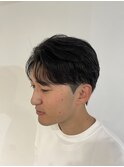メンズマッシュウルフセンターパートニュアンスパーマ